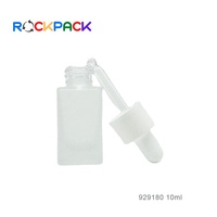 Flacon compte-gouttes en verre de forme rectangulaire givré noir mat de 10ml pour huile essentielle