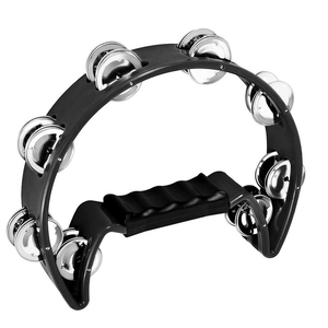 Tambourin à main en forme de croissant avec poignée ergonomique, kit de percussion musicale avec maraca, shaker à œufs et option clochettes de poignet - Product Image 2