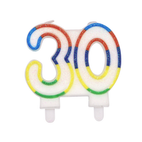 Bougies d'anniversaire en forme de nombre arc-en-ciel avec paillettes '30 60' en cire de paraffine pour les fêtes et la décoration de la maison