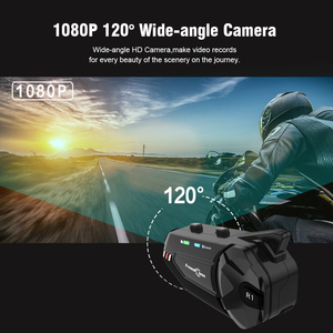 Intercomunicador para motocicleta R1 Plus, dispositivo de audio con lente HD impermeable, Bluetooth, vídeo 1080P, 6 conductores y FM, Wifi, casco - Product Image 6