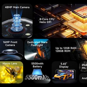 Teléfono Inteligente Resistente Ulefone Armor X32, Android 14, Cámara de Visión Nocturna de 48MP, 6+128GB, 5500mAh, NFC, GSM Global LTE, IP68/IP69K, Resistente a Golpes - Product Image 6