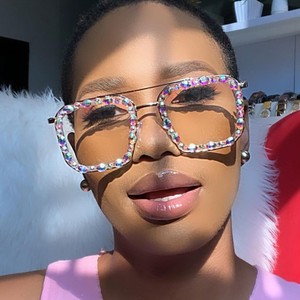 <strong>Fashion</strong> Ladies Diamond Apple White Bling Sunglasses Retro Women <strong>Party</strong> <strong>Designer</strong> Big Frame Square Oversized Sun <strong>Glasses</strong> - Product Image 3
