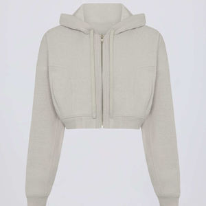 Sudadera Corta Deportiva Informal de Algodón para Mujer, Estilo Casual, de Alta Calidad, con Cierre, Talla Grande, Diseño Cuadrado, Fabricantes Personalizados ODM/OEM - Product Image 3