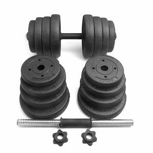 Оптовая продажа, набор гантелей 20 кг, черная цементная весовая пластина, пластиковая Резьбовая штанга, комбинированные штанги для тяжелой атлетики - Product Image 2