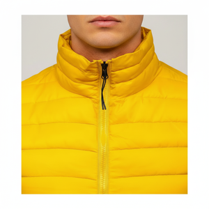 Veste Gilet Slim Fit pour hommes couleur jaune col montant poche latérale gilet plus chaud pour le corps sans manches manteau veste avec service OEM - Product Image 1