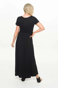 2021 del commercio all'ingrosso Delle Donne Vestiti Di Maternità Girocollo Manica Corta Rayon Spandex Allattamento Al Seno Maxi Dress in Black - Product Image 5