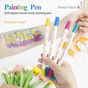 Stylo de peinture corporelle lavable, tatouage temporaire, maquillage de scène pour festival, aquarelle douce et acrylique double-tête, 12 couleurs - Product Image 2