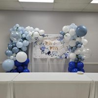 Lot de 100 ballons bleus transparents et blancs de 12 pouces pour la décoration de fête prénatale, révélation du sexe et anniversaire