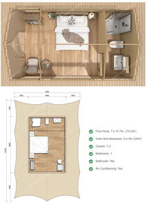 Serres de jardin pour 1 à 4 personnes, bâtiments sécurisés, maison préfabriquée, tente avec salle de bain, fabrication sur mesure, tentes en toile commerciales à 2 chambres - Product Image 6