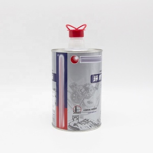 Oil Can Engine 1L Metal Round Empty Chemical Lubricating Oil Packaging Can Container With Plastic Lid Engine Oil Tin Can Manufacturer