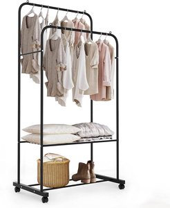 Support de suspension de vêtements à tige Mobile, <span class=keywords><strong>étagère</strong></span> à vêtements Standard <span class=keywords><strong>Simple</strong></span> et tendance, présentoir de magasin de vêtements à 4 roues - Product Image 1
