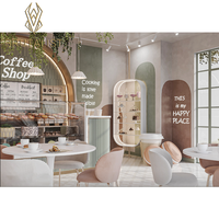 Service de conception de pâtisserie écologique entièrement personnalisé style brutaliste, vitrine à gâteaux moderne pour boulangerie, décoration intérieure, poudre