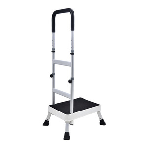 KDB-503A-E02LY Single Layer <b>Step</b> <b>Stool</b> With Handle For Elderly And Children White Plastic Rehabilitation Equipment - Product Image 1
