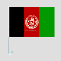 Drapeaux de voiture d'Afghanistan en gros, haute résistance, 100% polyester, décoration de voiture personnalisée, drapeaux de voiture d'Afghanistan