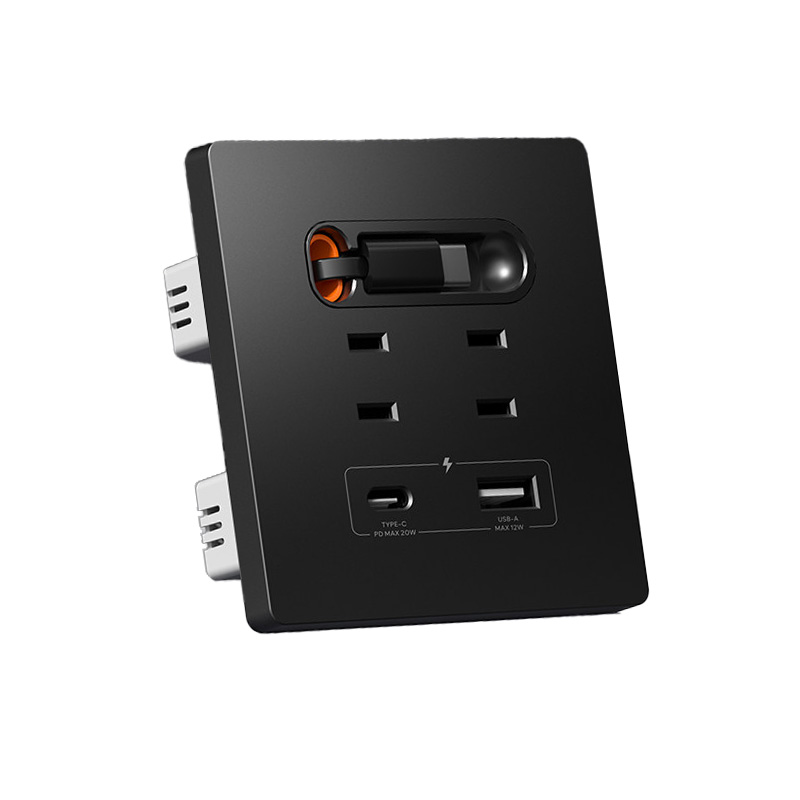 4 ports USB + USB Type-C, noir (câble Android de 80 cm)