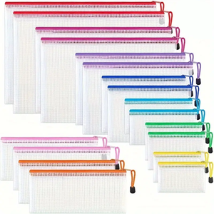 A4 레터 사이즈 문서 폴더 확장형 투명 사무실 학교 방수 PVC 메쉬 지퍼 파우치 파일 가방 - Product Image 3