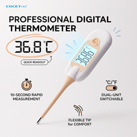 Termometer Tubuh LCD Anti Air Tahan Lama dengan Alarm Demam, Dapat Disesuaikan OEM, untuk Penggunaan Rektal dan Ketiak