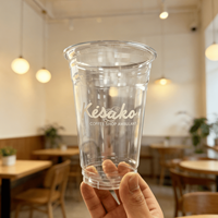 Couvre-gobelets en dôme recyclables sans BPA pour café glacé, transparents, imprimés UV, 8, 12, 16, 20, 24 oz, gobelets en plastique PET personnalisés