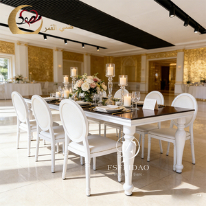 Wedding Hall White Stainless Steel Frame Modern Restaurant Dining Room Durable Glass <b>Tables</b> - Product Image 6