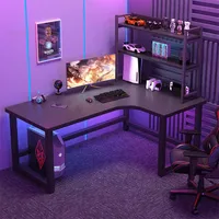 Bureau de jeu d'angle avec étagères, table d'ordinateur en forme de L, bureau à domicile, salle de jeux, vente en gros, directement de l'usine, OEM personnalisé