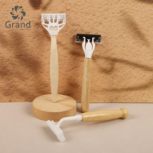 Maquinilla de afeitar de acero inoxidable de triple hoja biodegradable PLA de bambú ecológica <span class=keywords><strong>Grand</strong></span> desechable para hombres para hoteles y aerolíneas - Product Image 1