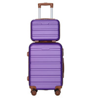 Valise de cabine de 20 pouces sous le siège en ABS, ensemble de bagages de voyage pour femmes, 2 pièces, moderne, rose