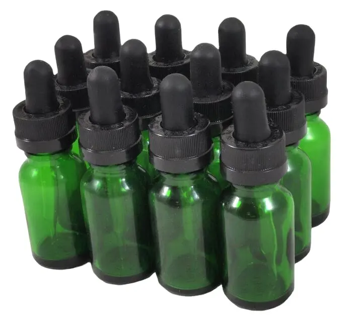 1 oz green Essential Oil bottle with childproof glass dropper Caliber 18mm round European glass bottle for Essential Oil