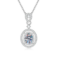 Collar con Colgante de Moissanita Color D, Plata de Ley S925, Joyería Fina para Mujer, Regalo para Bodas y Fiestas