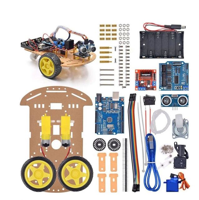Smart Robot Car Chassis Kit with UNO R3 Module - Educational DIY Toy for Tracking Obstacle Avoidance Designed Programming