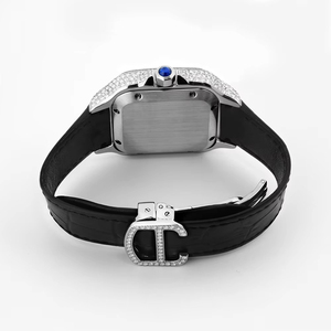Orologio Automatico di Lusso in Pelle Quadrato Stile Hip Hop con Diamanti, Meccanico, con Moissanite VVS, Supera il Test del Diamante - Product Image 3