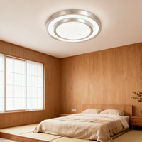Plafonniers LED ronds à double couche couleur argent avec télécommande pour intérieur, modernes, pour chambre à coucher, salon, maison