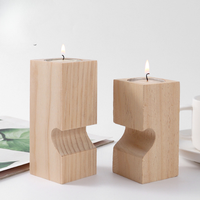 Porte-bougie en bois pour la fête des mères - Porte-bougie en bois de forme carrée avec logo personnalisé - Cadeau pour la décoration
