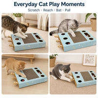 Papan Garukan Kucing HuaYuan Hoopet Multifungsi, Mainan Whac-A-Mole yang Menyenangkan, Tahan Lama, Minimal Menggugurkan Bulu, Tiang Garukan Edukatif