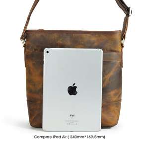 Tiding vendita calda personalizzata Vintage retrò uomo borsa a tracolla in vera pelle borsa a tracolla Messenger in pelle di cavallo pazzo - Product Image 3