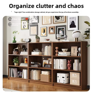 <b>Solid</b> <b>Wood</b> Modern Minimalist <b>Bookcase</b> Storage Cabinet All-in-one Floor-standing Lattice Design Home Office Bedroom Living Home - Product Image 2