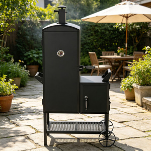 Six Layer Multi Functional Smokehouse Outdoor Smoker Grill With Rack And Wheels Large Cabinet Style BBQ Grill - Product Image 2