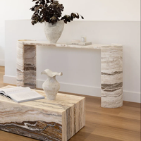 KUMUSI FURNITURE Table console moderne en marbre naturel pour la décoration de l'appartement et de la maison