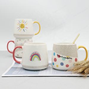 أحدث تصميم من الخزف السيراميك قوس قزح القهوة كوب الشاي باللبن مع قشة القدح الملونة قوس قزح تصميم من القهوة القدح - Product Image 5