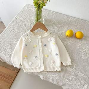 Veste en tricot pour bébé nouveau-né Angou, automne, tricotée à la main, manches longues, cardigan, <span class=keywords><strong>manteau</strong></span> uni pour fille - Product Image 3
