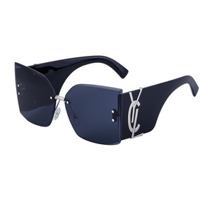 Lunettes de soleil sans monture de style européen pour femmes, verres PC, protection UV400, couleur noire, mode urbaine, lunettes transfrontalières - Product Image 5