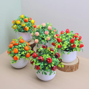 Nueva simulación de planta de fruta en maceta cereza melocotón naranja manzana frutas planta fruta falsa bonsái interior sala de estar decoración de escritorio - Product Image 1