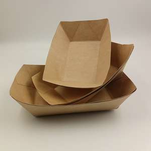 Plateau en papier kraft de haute qualité en forme de bateau, conteneur pour la vente à emporter, restauration rapide - Product Image 5