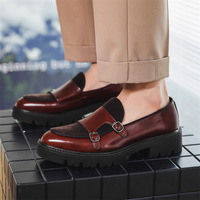 Mocassins en cuir pour hommes, chaussures à semelles épaisses, style britannique, noires, formelles, de luxe, à enfiler, décontractées, grande taille 46
