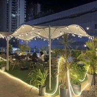 Parasol commercial extérieur en fer en forme de cygne pour terrasse, restaurant, B&B, auvent papillon, tente de protection solaire, fabricant, beige