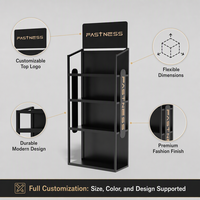 Exhibidor Moderno de 4 Estantes para Comercios, Soporte de Exhibición Metálico, Tamaño Personalizado, Logotipo Personalizado, Negro, Rojo, Amarillo, Exhibición para Tiendas