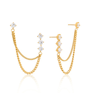 Pendientes de moda con cadena de oro y circonitas cúbicas para mujer, joyería para fiestas - Product Image 5