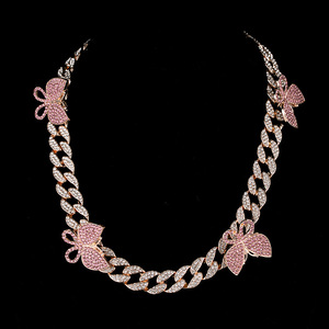 ट्रेंडी फैशन क्यूबन तितली महिलाओं की लिंक श्रृंखला मिश्र धातु बहु-परत चोकर हार - Product Image 2