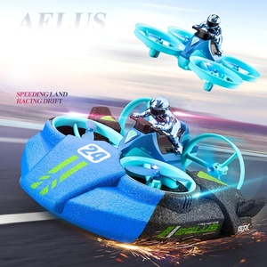 Mousse EPP 3 en 1 Mini Aéroglisseur <span class=keywords><strong>Rc</strong></span> <span class=keywords><strong>Bateau</strong></span> Jouet <span class=keywords><strong>Mer</strong></span> Terre Air Télécommande Maintien d'altitude Quadcopter Drone Course Drift Car avec Lumière - Product Image 4