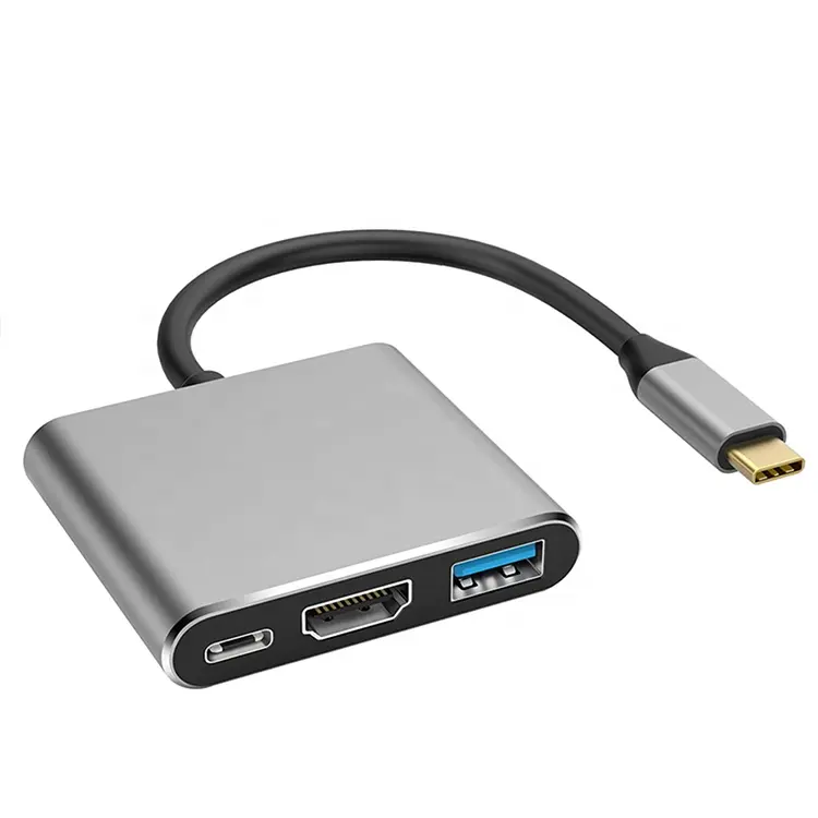 3in1 Extension Converter Type 3 in 1 USB C Hub with HD-MI + USB 3.0 + USB-C 3 Port