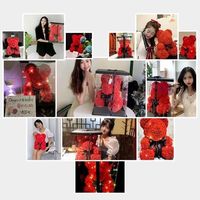 Meilleures ventes 2026 : Ours en roses de 25 cm et 40 cm en mousse de haute qualité avec boîte cadeau - Cadeau de la Saint-Valentin
